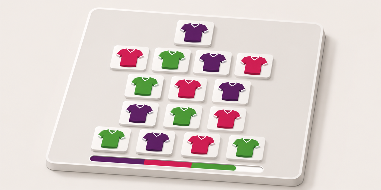 Illustration: fifteen jerseys laid out on a squad board, above a budget bar