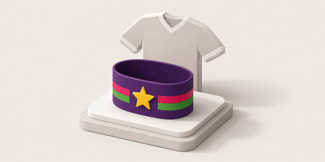 Illustration: a captain’s armband with a gold star, in front of a jersey